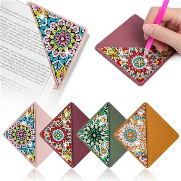 4 Pcs Diamond Art Painting Bookmarks,DIY Diamond Art Bookmarks for Book Lovers - Picture 1 of 7
